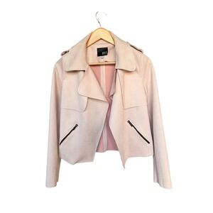 KUT FROM THE KLOTH Pink Faux Suede Drape Front Moto Jacket Women's XS